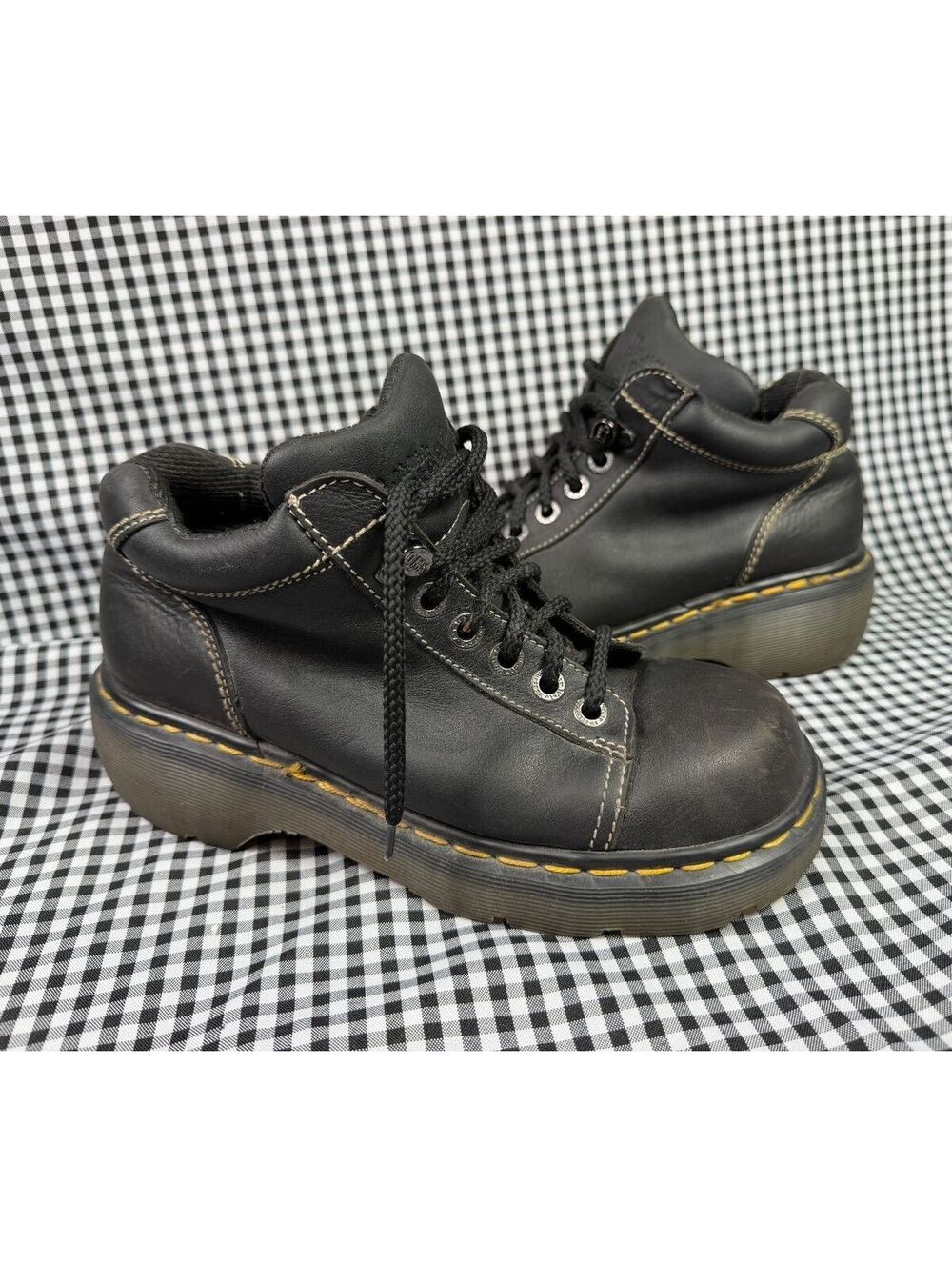 Vintage Dr Martens 8542 UK 6 Womens 8 Black Leather Chunky Platform MIE Boots